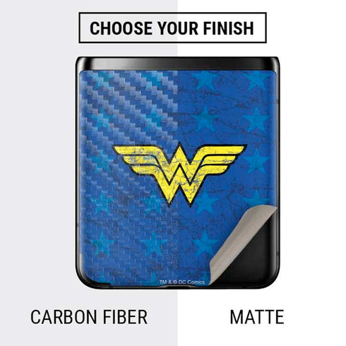 DC Comics Wonder Woman Emblem on Flag Galaxy Z Flip Skin