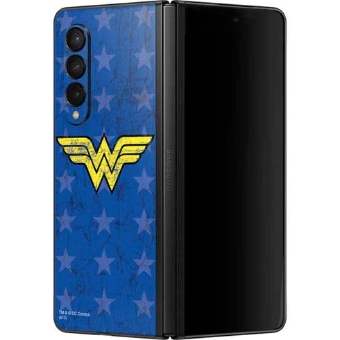 DC Comics Wonder Woman Emblem on Flag Galaxy Z Fold3 5G Skin