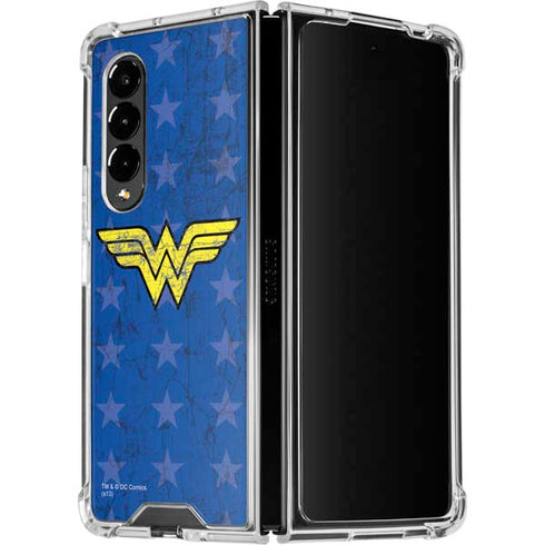 DC Comics Wonder Woman Emblem on Flag Galaxy Z Fold4 5G Clear Case
