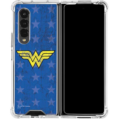 DC Comics Wonder Woman Emblem on Flag Galaxy Z Fold4 5G Clear Case
