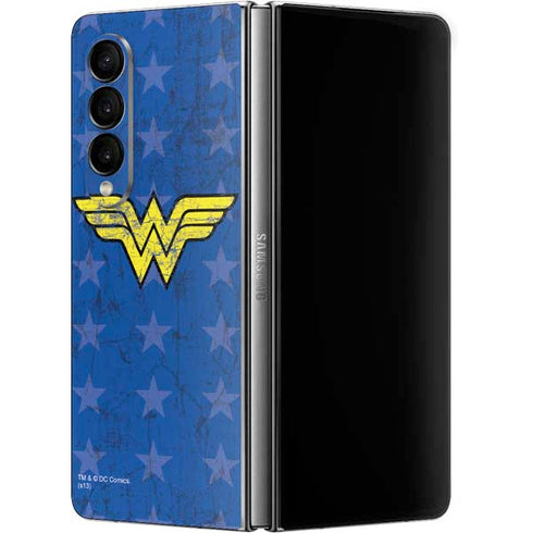 DC Comics Wonder Woman Emblem on Flag Galaxy Z Fold4 5G Skin