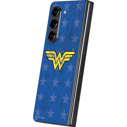 DC Comics Wonder Woman Emblem on Flag Galaxy Z Fold5 5G Skin