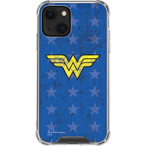 DC Comics Wonder Woman Emblem on Flag iPhone 14 Plus Clear Case