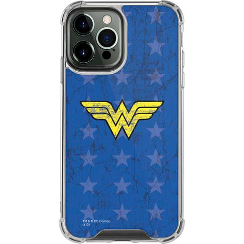 DC Comics Wonder Woman Emblem on Flag iPhone 14 Pro Max Clear Case