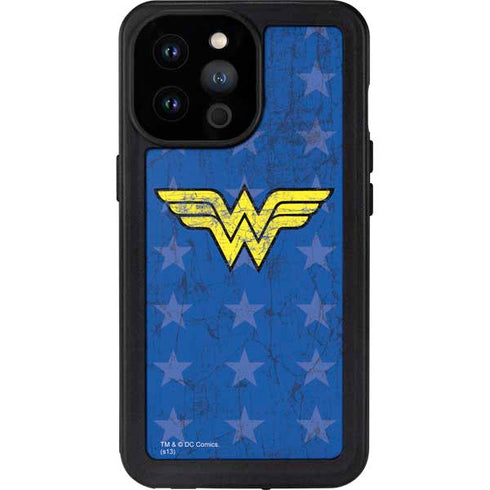 DC Comics Wonder Woman Emblem on Flag iPhone 14 Pro Max Waterproof Case