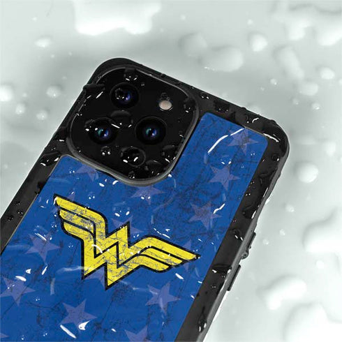 DC Comics Wonder Woman Emblem on Flag iPhone 14 Pro Max Waterproof Case