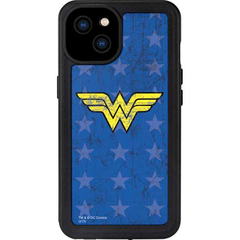 DC Comics Wonder Woman Emblem on Flag iPhone 15 Plus Waterproof Case