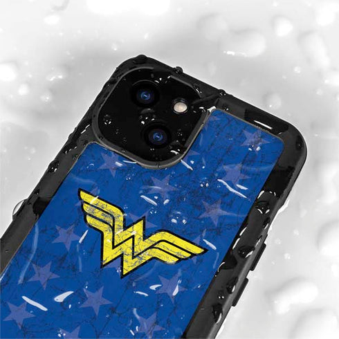 DC Comics Wonder Woman Emblem on Flag iPhone 15 Plus Waterproof Case