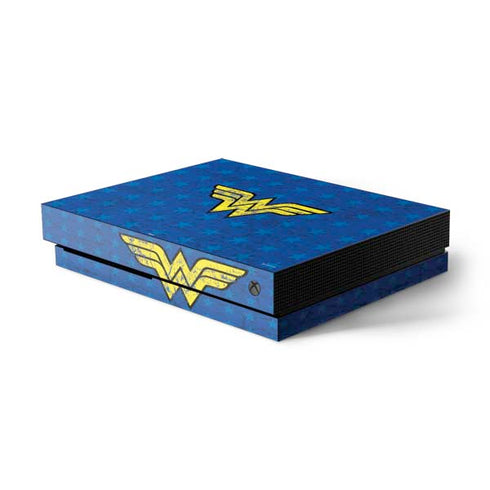DC Comics Wonder Woman Emblem on Flag Xbox One X Console Skin