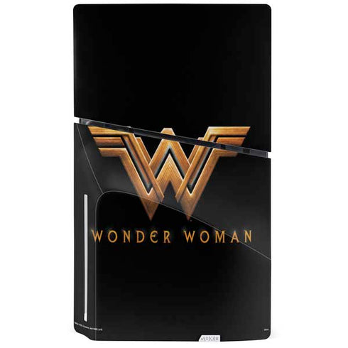 DC Comics Wonder Woman Gold Emblem PS5 Slim Disk Console Skin