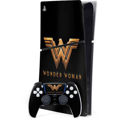 DC Comics Wonder Woman Gold Emblem PS5 Slim Digital Edition Bundle Skin