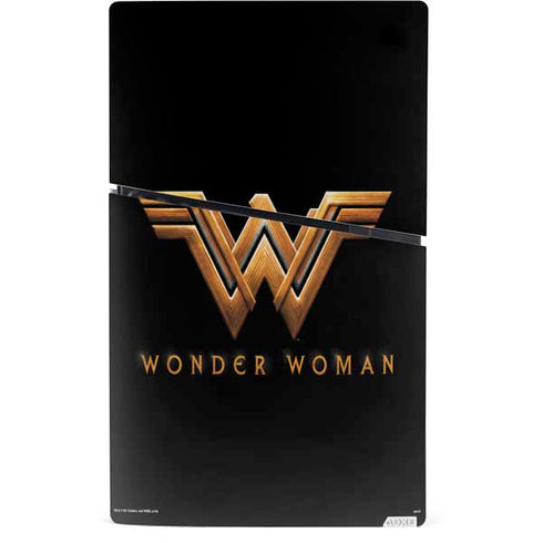 DC Comics Wonder Woman Gold Emblem PS5 Slim Digital Edition Console Skin