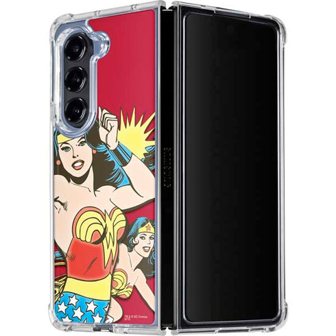 DC Comics Wonder Woman Vintage Action pose Galaxy Z Fold5 5G Clear Case