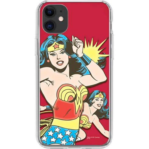 DC Comics Wonder Woman Vintage Action pose iPhone 11 Clear Case