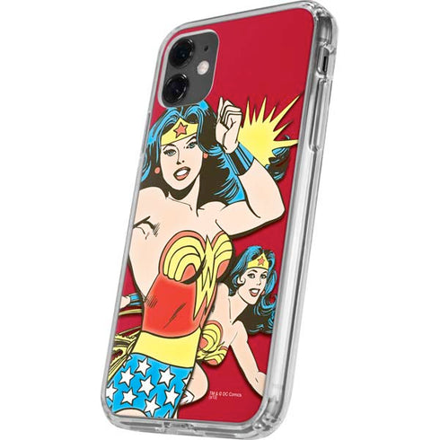 DC Comics Wonder Woman Vintage Action pose iPhone 11 Clear Case