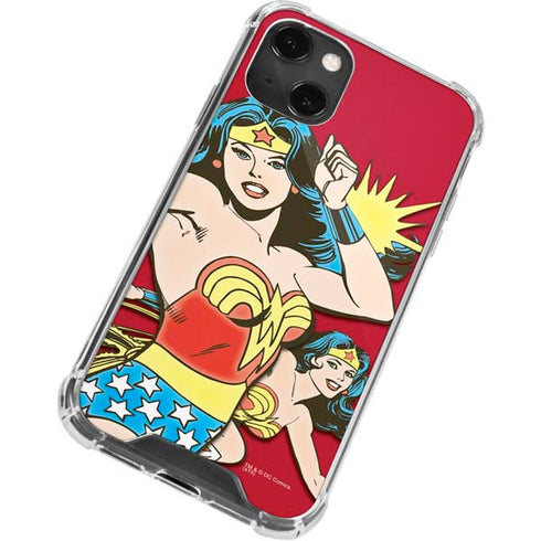 DC Comics Wonder Woman Vintage Action pose iPhone 14 Plus Clear Case