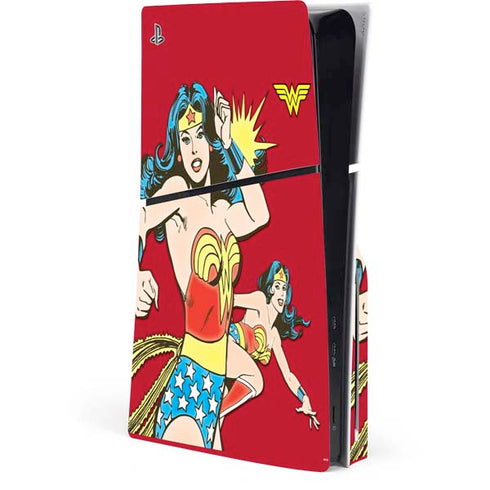 DC Comics Wonder Woman Vintage Action pose PS5 Slim Disk Console Skin