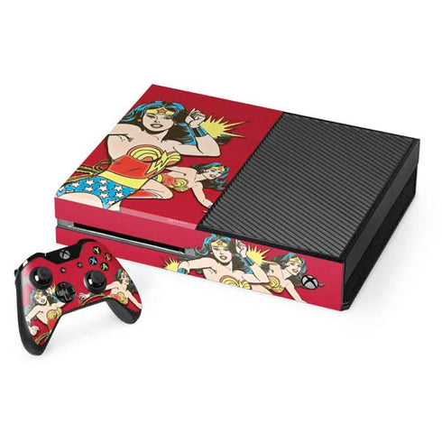 DC Comics Wonder Woman Vintage Action pose Xbox One Console and Controller Bundle Skin
