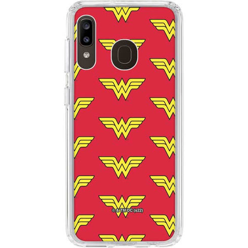 DC Comics Wonder Woman Logo Pattern Galaxy A20 Clear Case