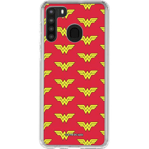 DC Comics Wonder Woman Logo Pattern Galaxy A21 Clear Case