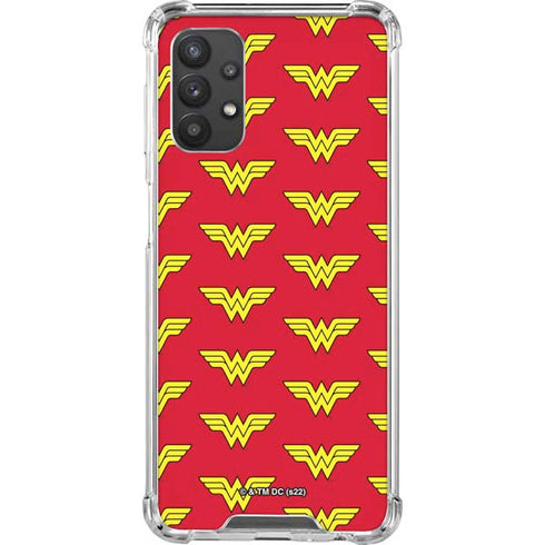 DC Comics Wonder Woman Logo Pattern Galaxy A32 5G Clear Case