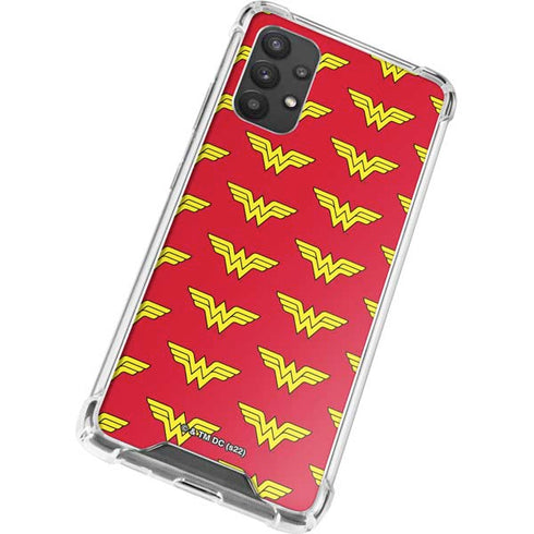 DC Comics Wonder Woman Logo Pattern Galaxy A32 5G Clear Case