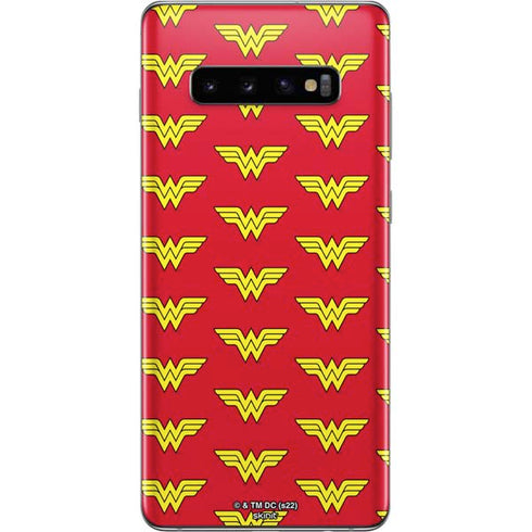 DC Comics Wonder Woman Logo Pattern Galaxy S10 Plus Skin
