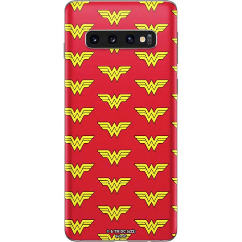 DC Comics Wonder Woman Logo Pattern Galaxy S10 Skin