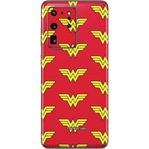 DC Comics Wonder Woman Logo Pattern Galaxy S20 Ultra 5G Skin