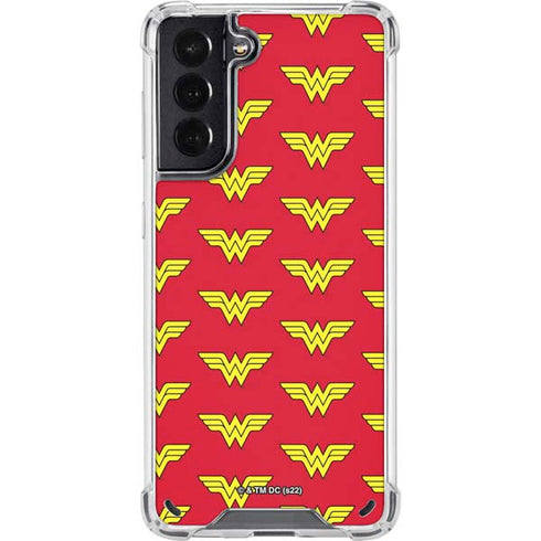 DC Comics Wonder Woman Logo Pattern Galaxy S21 5G Clear Case