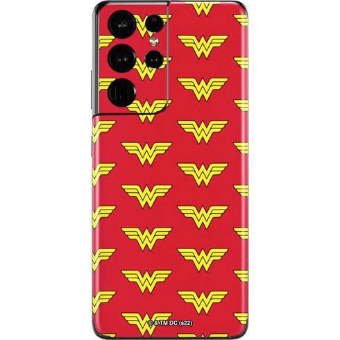 DC Comics Wonder Woman Logo Pattern Galaxy S21 Ultra 5G Skin