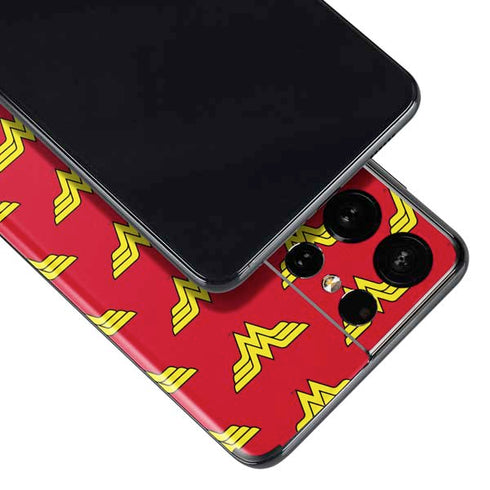 DC Comics Wonder Woman Logo Pattern Galaxy S21 Ultra 5G Skin