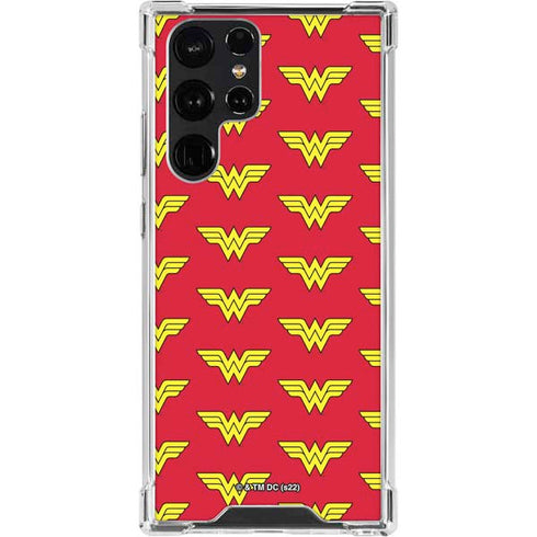 DC Comics Wonder Woman Logo Pattern Galaxy S22 Ultra Clear Case