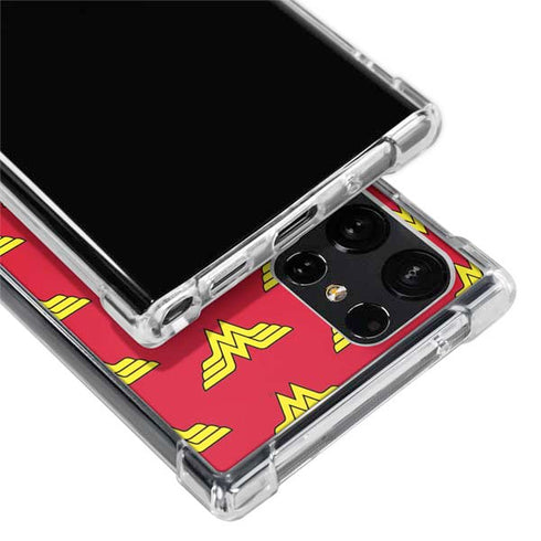 DC Comics Wonder Woman Logo Pattern Galaxy S22 Ultra Clear Case
