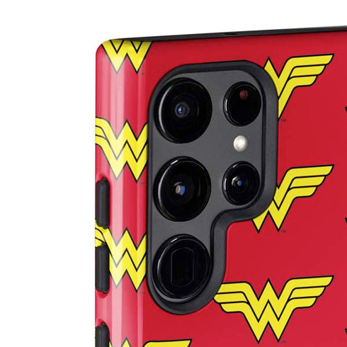DC Comics Wonder Woman Logo Pattern Galaxy S22 Ultra Pro Case