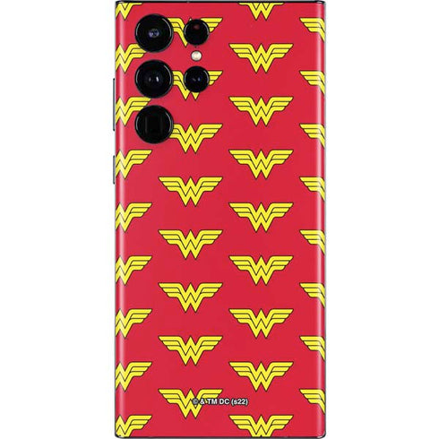 DC Comics Wonder Woman Logo Pattern Galaxy S22 Ultra Skin