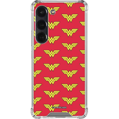 DC Comics Wonder Woman Logo Pattern Galaxy S23 Clear Case