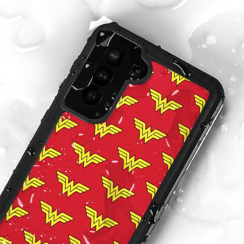 DC Comics Wonder Woman Logo Pattern Galaxy S23 Waterproof Case