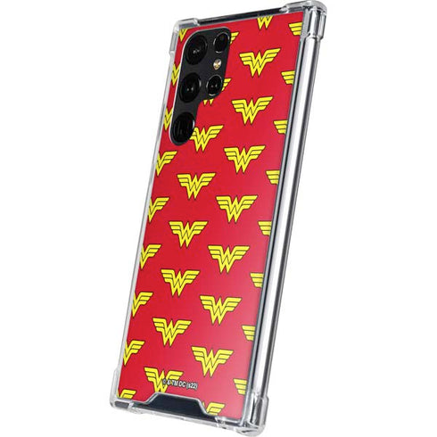 DC Comics Wonder Woman Logo Pattern Galaxy S24 Ultra Clear Case