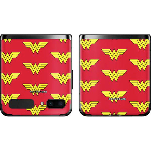 DC Comics Wonder Woman Logo Pattern Galaxy Z Flip Skin