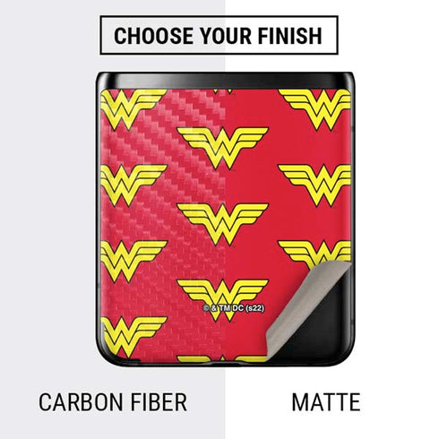 DC Comics Wonder Woman Logo Pattern Galaxy Z Flip Skin