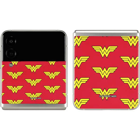 DC Comics Wonder Woman Logo Pattern Galaxy Z Flip3 5G Skin
