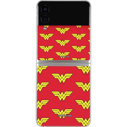 DC Comics Wonder Woman Logo Pattern Galaxy Z Flip3 5G Skin