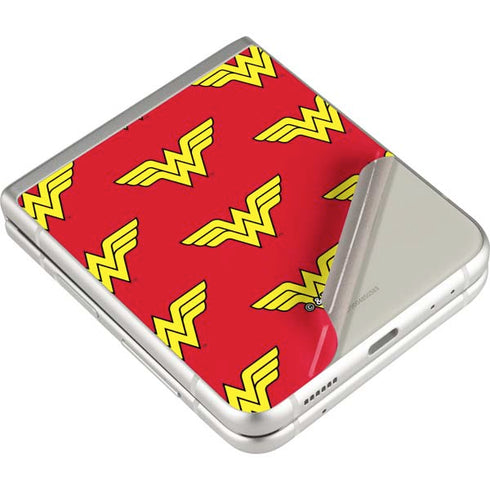 DC Comics Wonder Woman Logo Pattern Galaxy Z Flip3 5G Skin