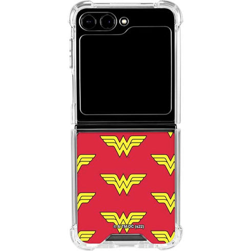 DC Comics Wonder Woman Logo Pattern Galaxy Z Flip5 5G Clear Case