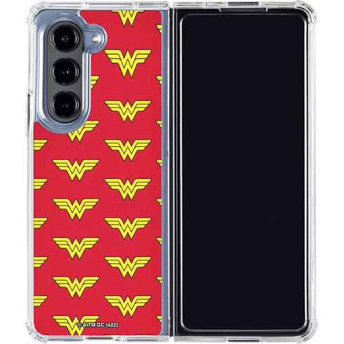 DC Comics Wonder Woman Logo Pattern Galaxy Z Fold5 5G Clear Case