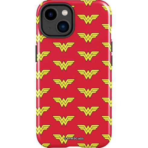 DC Comics Wonder Woman Logo Pattern iPhone 14 Plus Impact Case