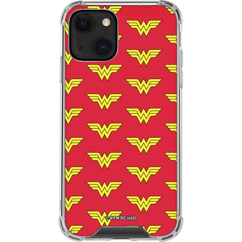 DC Comics Wonder Woman Logo Pattern iPhone 14 Plus Clear Case