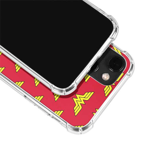 DC Comics Wonder Woman Logo Pattern iPhone 14 Plus Clear Case