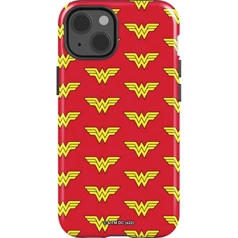 DC Comics Wonder Woman Logo Pattern iPhone 15 Impact Case